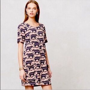 Anthropologie Maeve Bear Mini Dress Tunic Pockets 4 S